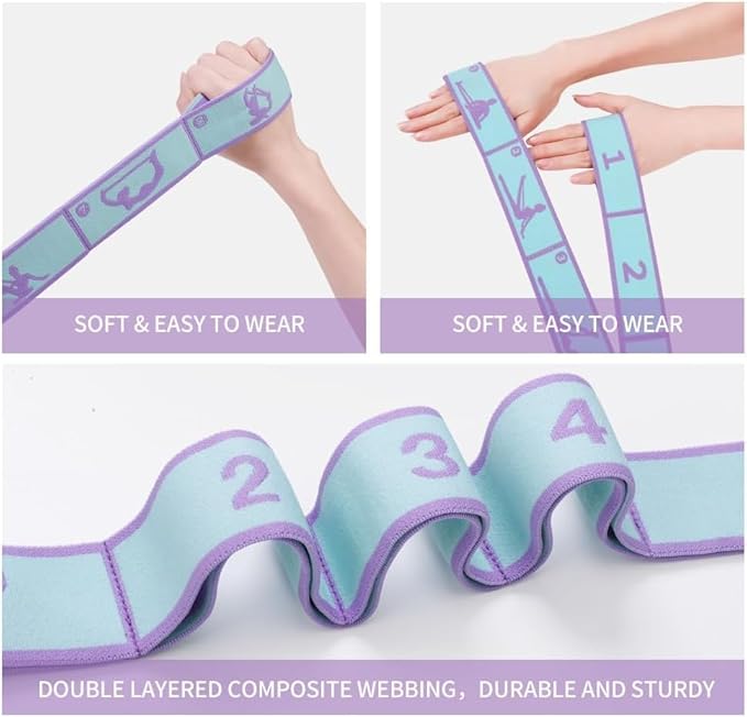 Resistance Bands 11 Loops with Guide Stretch Straps - Exercise Bands for Stretching, Yoga, Pilates & Physical Therapy - Elastic Fabric Workout Bands for Home Gym, Dance, Flexibility Training & Ballet Stretching Equipment