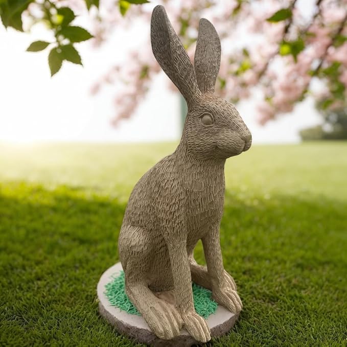 Charming Resin Rabbit Statue10.2 inch Decorative Figurine for Home & Garden, Modern Art Sculpture with Intricate Details, Perfect for Shelves, Tables, or Gardens （Brown）