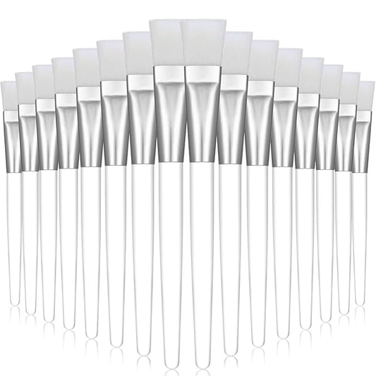 16 Pieces Facial-Mask Brush Face-Mask Applicator Soft Facial Application Brush with Clear Plastic Handle for Skin Care, Body Butter Applicator Tools (White)