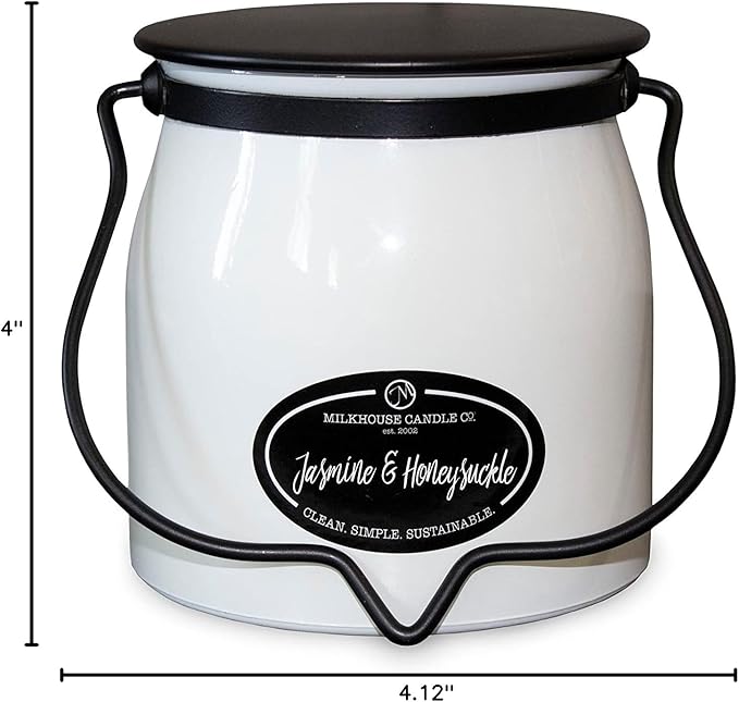 Milkhouse Candle Company - Jasmine & Honeysuckle - Creamery Collection - 16oz Double Cotton Wick Soy Candles with Beeswax - Long Burn Time, Made in The USA - Non Toxic, Premium Scented Candles