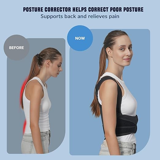 Back Brace Posture Corrector for Women and Men, Black, Adjustable Support with Removable Lumbar Pad, Shoulder and Back Straightener for Pain Relief, Spine Alignment (Small)