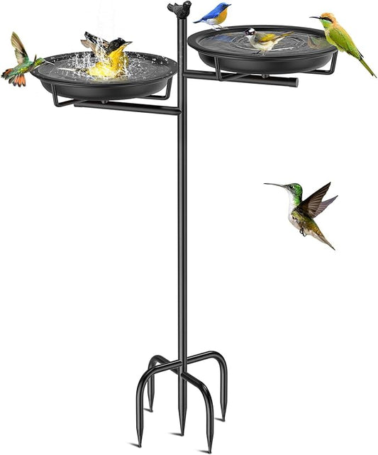 46 Inch Metal Bird Bath for Outside, Vintage Freestanding Birdbaths Feeder Bowl, Stable & Easy to Clean Birdfeeder for Outdoors Garden Yard Lawn Decor (Black)