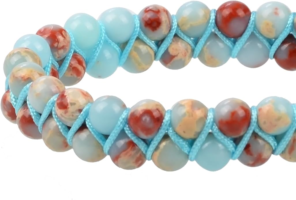 MASSIVE BEADS Double Layer Natural Chakra Healing Power Crystals Macrame Bracelet Yoga Stone Beads Gemstone Meditation Relax Anxiety Bangle for Unisex Women Men