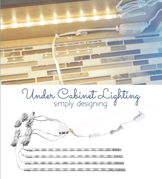 Cefrank LED Display Light Bars - 4X 16inch Linkable Slim Light Strip Kit - Series + Parallel Connection - Plug n Play - Soft Warm White 3000K