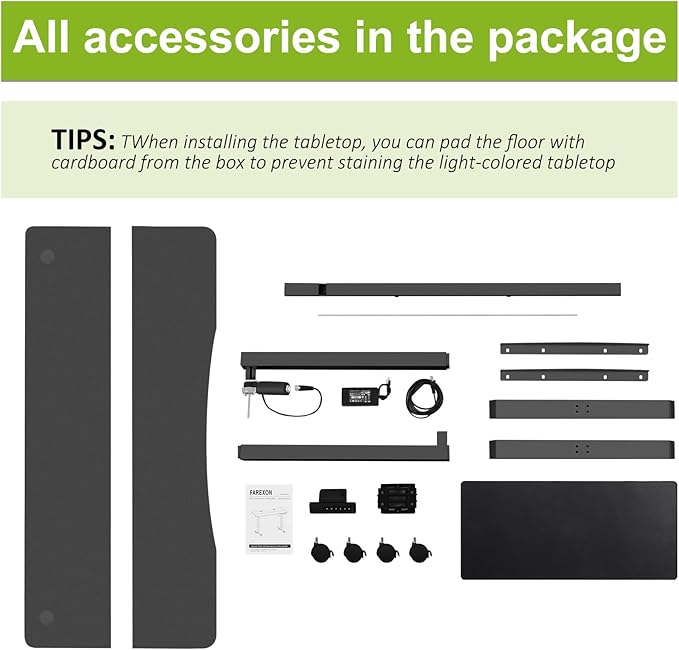 farexon Electric Standing Desk Adjustable Height,63x24 Inches Stand Up Desk, Ergonomically Curved Desktop with Outlet, Lockable Casters,27.''-46'' Lifting Range Home Office Computer Desk（Black