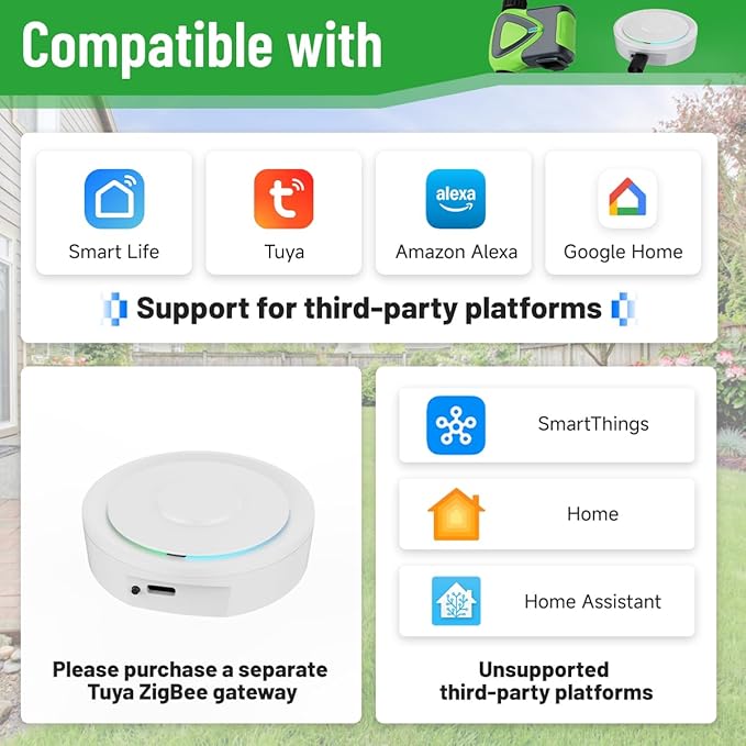 Water Timer for Garden Hose, Smart Hose Sprinkler Timer with Tuya/Smart Life App(Zigbee Connection), GreenVation Plant Automatic Watering System for Yard Outdoor Irrigation (Green Zigbee)