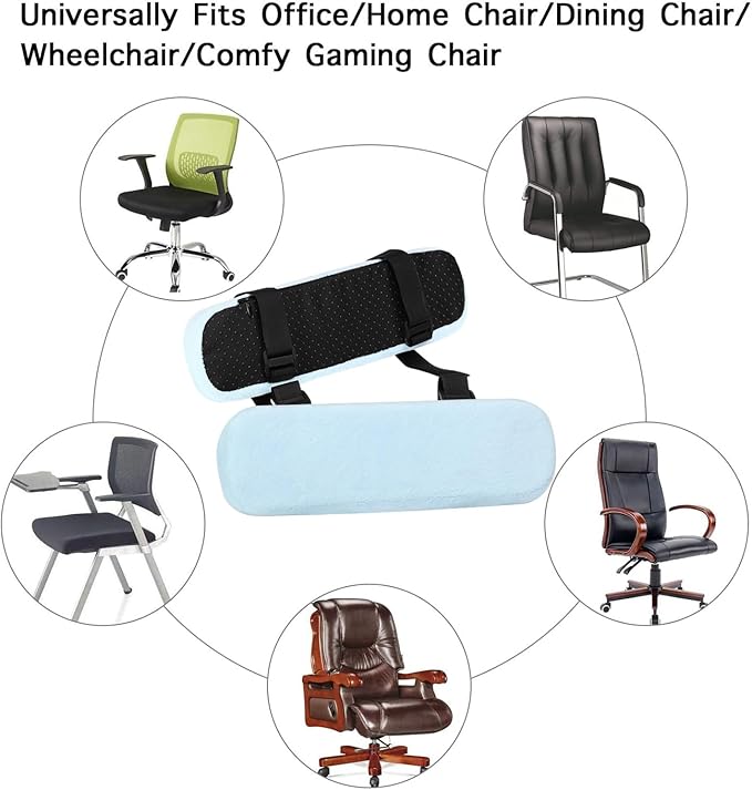 MOSISO Chair Armrest Pads (2 Pack), Memory Foam Home/Office Chair Arm Rest Covers Comfy Computer Gaming Elbow Cushion Removable Washable Elbow Support Forearm Pressure Relief, Air Blue