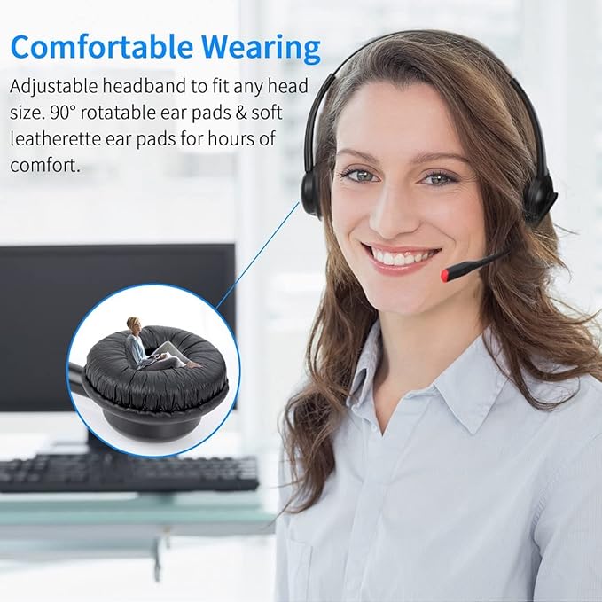 USB Headset with Mic for PC Computer Laptop Headphones with Noise Cancelling Microphone in-line Control for Home Office Online Class Skype Zoom
