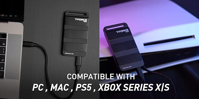 TEAMGROUP T-Force M200 Portable SSD 1TB USB3.2 Gen2x2 Type-C Read/Write 2000MB/s Compatible with PS5 & Xbox & Chrome OS (T8FED9001T0C102)