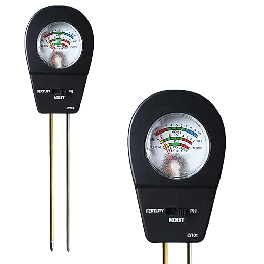 3-in-1 Soil Tester Soil Moisture Meter, pH Tester & Fertility Sensor for Garden Plant Care Sensor for Indoor Outdoor Lawn Farm Use | No Battery Needed | Instant Plug & Read (Black)