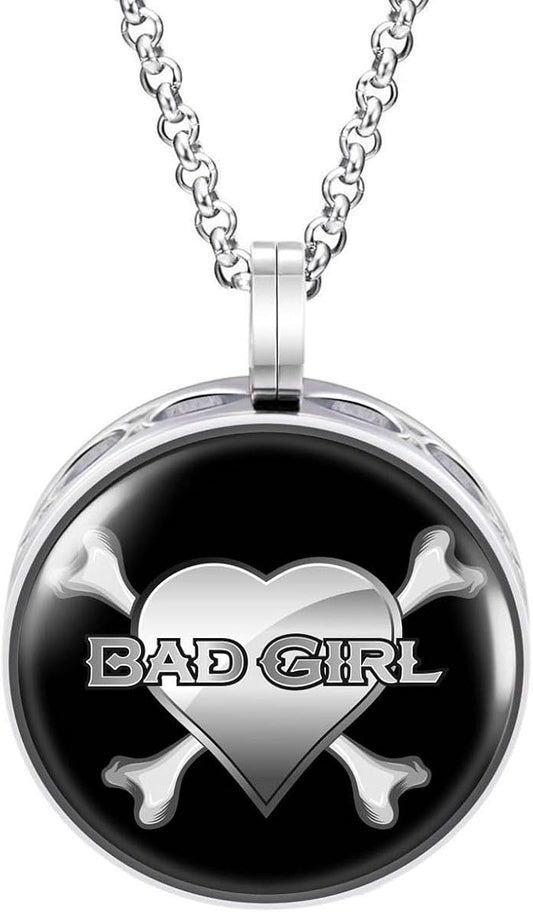 Wild Essentials Bad Girl Enamel Finish Essential Oil Diffuser Necklace Gift Set - includes Aromatherapy Pendant, 24" Stainless Steel Chain, 8 Color Refill Pads
