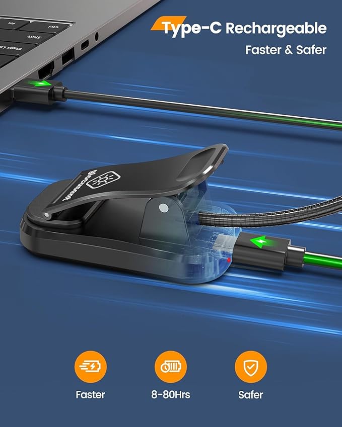 Glocusent Willow Book Light for Reading in Bed, 10LED Bright Reading Light, 3 Colors & 3 Brightness, Rechargeable Book Light Lasts for 80hr, Lightweight Clip on Book Light, Perfect for Book Lovers