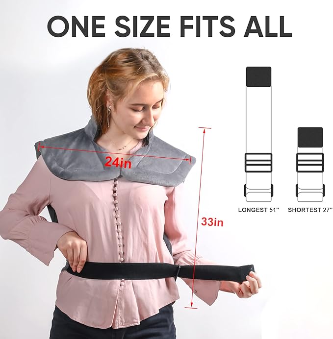 24"x33",Weighted Heating Pad for Back Pain Relief, XXL Large Size Electric Heating Pad for Neck and Shoulders,Neck Heating pad,Warm Christmas Gifts,4 Heat Settings,Auto-Off, Machine Washable,Grey