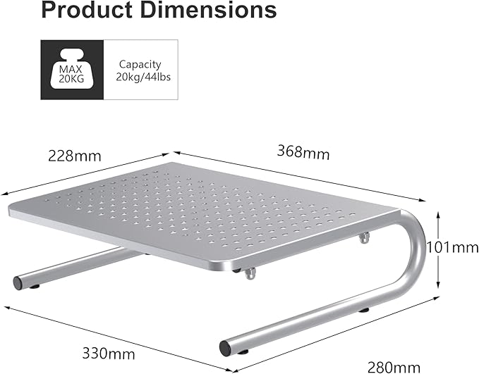 suptek Monitor Stand Riser, Laptop Holder Printer Riser Desk Accessories, Vented Metal Platform and 4 inches Height Underneath Storage for Office Supplies (MST004S-2), 2 Pack, Silver