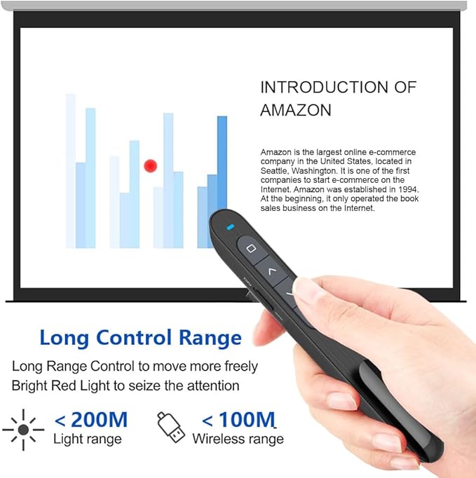 Presentation Clicker for PowerPoint Remote, Hyperlink Volume Wireless Presenter Remote Presentation Pointer, USB Presentation Remote Slide Advancer PPT Clicker for Computer Laptop Mac