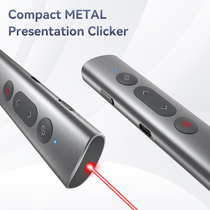 Wireless Presentation Clicker PowerPoint Remote: USB C A Presenter PPT Power Point Google Slide Advancer with Laser Pointer Smart Board Clicker for Computer Laptop Mac Projector Office Classroom