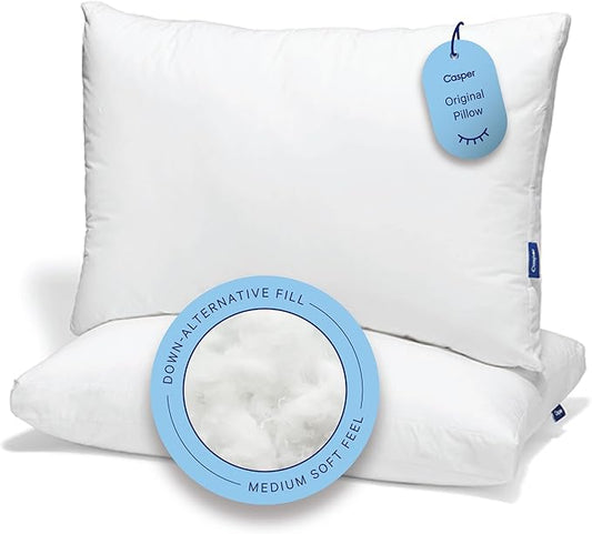 Casper Original Pillow for Sleeping, King, White, Two Pack