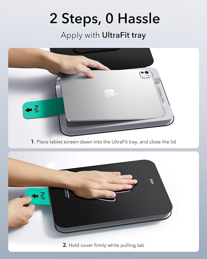 ESR 2 Pack Screen Protector for iPad Pro 13 Inch (M5/M4) 2025/2024, 9H Tempered Glass Film with Ultra Fit Tray, Scratch Resistant, HD Clarity, Bubble Free Application, Apple Pencil Support