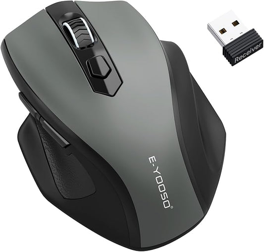 E-YOOSO Wireless Mouse for Laptop, 2.4GHz Computer Mouse 5 Adjustable DPI Office Cordless Mice with USBA Receiver, 6 Buttons, 4000 DPI, Medium to Large Sized Hands Compatible with PC, Laptop, Desktop