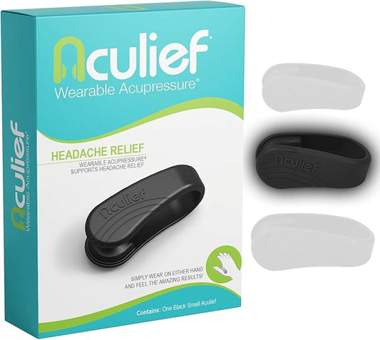 Aculief Acupressure Wearable Clip - Natural Tension Management - Portable Discreet Comfort - Adjustable Fit - Small, Black