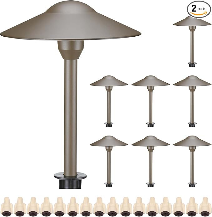 Lumina Lighting® 4W Landscape Lighting 12V Landscape Lights Low Voltage Landscape Path Lights Warm White Waterproof Outdoor Replaceable G4 LED Bulb for Garden Pathway Lawn Yard (Bronze) (8-Pack)