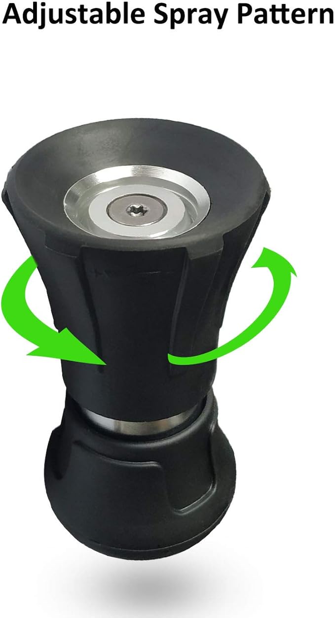 Heavy Duty Fireman Style Hose Nozzle - Fits All Standard Garden Hoses - High Pressure Sprayer Nozzle to Wash Your Car or Water Your Garden – Leak Proof (Black)