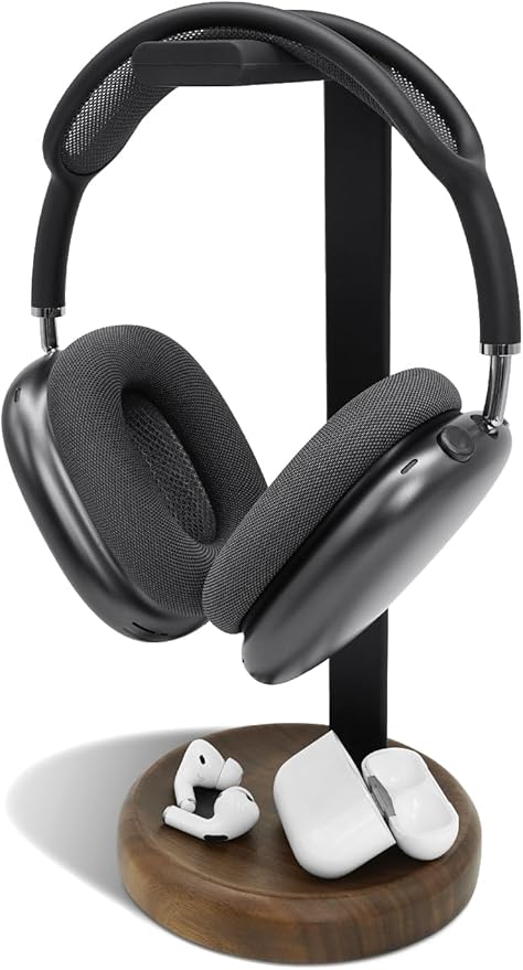 GEVO Headphone Stand for Desk - Wooden Headset Stand for Desk - Wooden Headphone Holder with Airpods Max and More
