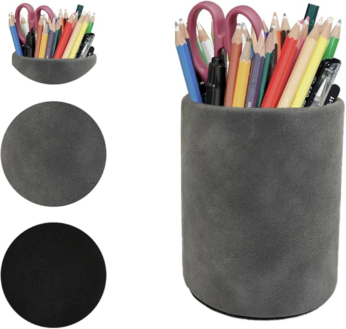 Pen Holder for Desk Pencil Organizer Cute Cup Holders Aesthetic (Misty Gray, 4" x3.3")