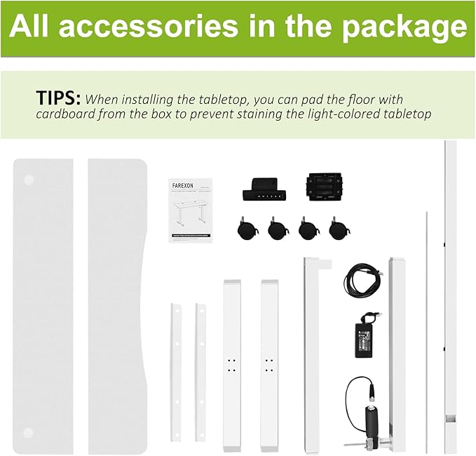 farexon Electric Standing Desk Adjustable Height, 48x24 Inches Stand Up Desk with Charging Station, Lockable Casters,27.5''-46.5'' Lifting Range Home Office Computer Desk（White