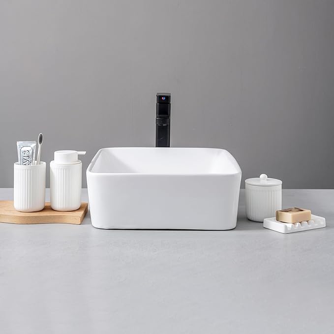 Ceramic Bathroom Accessories Set,Lotion Soap Dispenser and Toothbrush Holder Set, Soap Dish, Apothecary Jars,Rustic Farmhouse Decor, Bathroom Home Decor (White Set, Liquid)