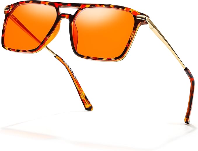 Myiaur Orange Blue Light Glasses for Women, 99.9% Blue Light Blocking Glasses with Anti Eyestrain for Gaming/Computer/Phone