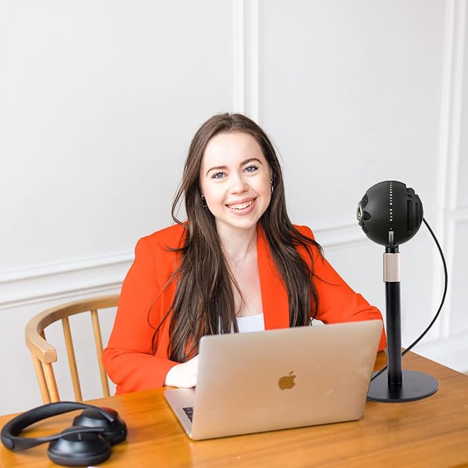 Desk Microphone Mic Stand, Adjustable Height Table Microphone Stand with Universal and Shock Mount Mic Clip, one 3/8"-16 Female to 5/8"-27 Male Adapter for Blue Yeti/BlueSnowball/SoloCast