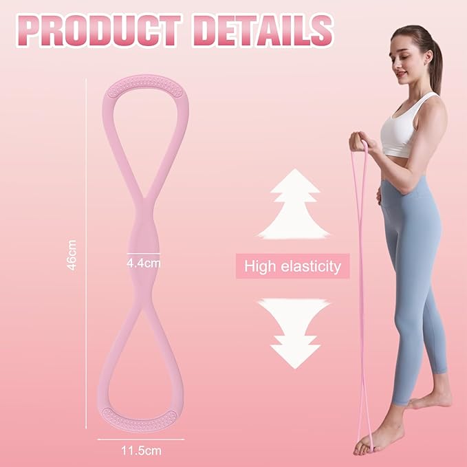 Figure 8 Resistance Bands for Women & Men, Back Training Elastic Ropes, Exercise Resistance Bands with Handles 8 Shaped Resistance Bands for Arms, Chest Expander, Yoga Gym Fitness Pulling Rope