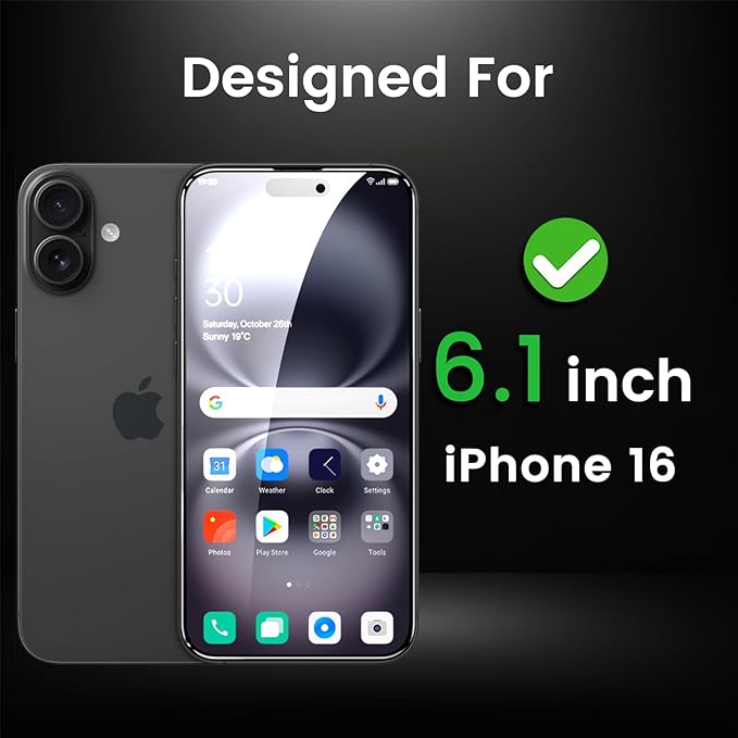 4 Pack Privacy Screen Protector for iPhone 16 6.1 Inch with 4 Pack Camera Lens Protector, Anti Spy Tempered Glass Film, Anti-Scratch, Touch Sensitive, Case Friendly