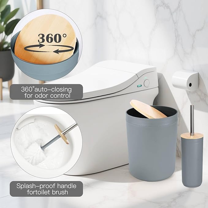 iMucci Bathroom Accessories Bathroom Sets with Shower Curtain, Bath Towel Set, Trash Can, Toilet Brush, Soap Dispenser, Bathroom Accessories Set Complete