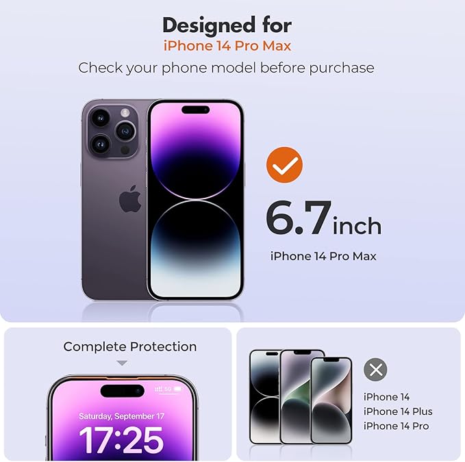 UNBREAKcable 3-Pack Screen Protector for iPhone 14 Pro Max, Double Shatterproof Tempered Glass [Easy Installation Frame] [9H Hardness] [99.99% HD Clear] [Case Friendly] for iPhone 6.7 inch
