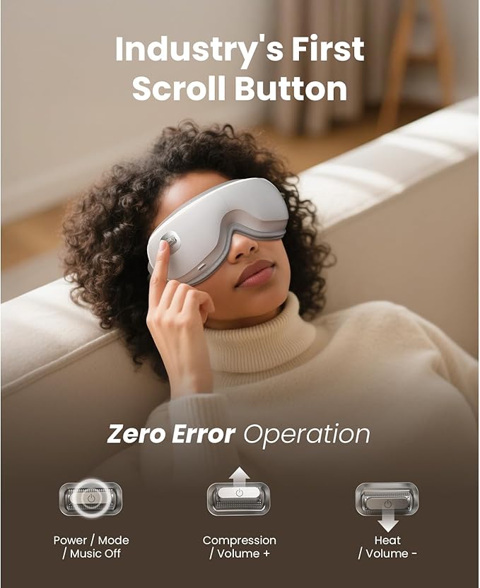 BOB AND BRAD Zero Pro Ultra-Quiet Eye Massager with Heat and Cooling, Lightweight Eye Massager with Scroll Button for Migraine Dry Eyes Relief, Relax, FSA Eligible/HSA Eligible Gifts for Women Men