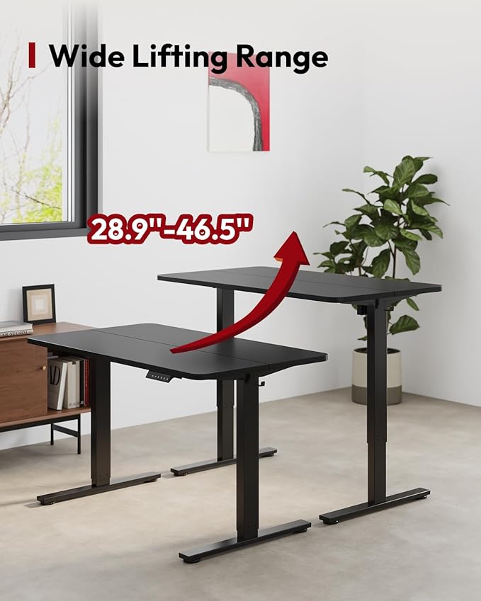 SANODESK Standing Desk Height Adjustable Electric Stand up Desk 48x24 Inches Sit Stand Home Office with Splice Board, Black Frame/Black Top