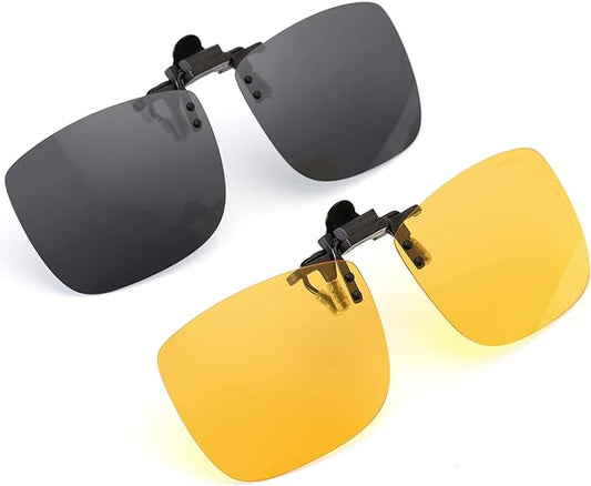 Polarized Clip-on Flip Up Metal Clip Rimless Sunglasses for Prescription Glasses