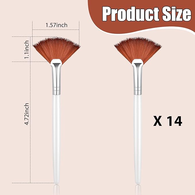 Patelai 14 Pieces Fan Brushes Applicator, Mask Brushes for Facial Makeup Tools for Face Cosmetic(Brown)