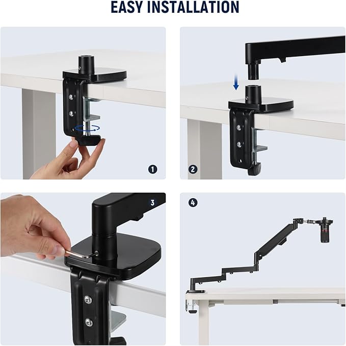 Neewer Low Profile Mic Arm Desk Mount, 360° Swivel Boom Arm with Pneumatic Damping Adjustable, Cable Management, Compatible with Shure MV7 SM7B Blue Yeti Gaming Streaming Podcast Microphone, MS002
