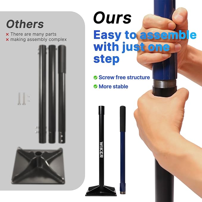 WIKER 8x8 Inch Steel Ground Tamper Tool,48" Heavy-Duty Hand Tamper for Soil Compaction,Dirt Leveling and Landscaping,Manual Dirt Compactor,Tamping Bar Ground Leveler for Yard,Garden Pavers