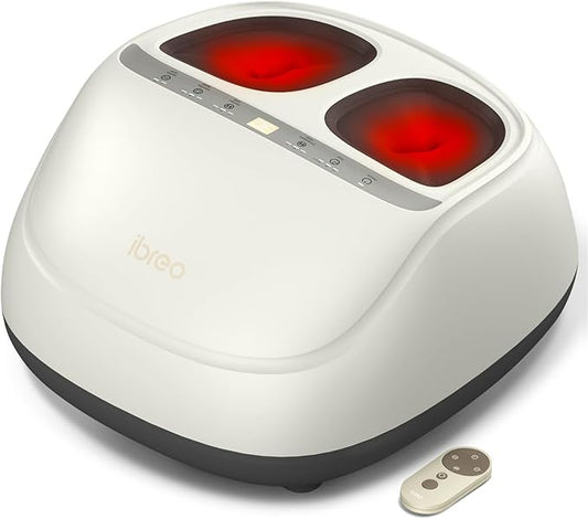 Foot Massager with 2 Level Heat, 3 Level Air Compression & Vibration, Deep Kneading Shiatsu, Remote Control & Timer for Pain Relief, Neuropathy, Plantar Fasciitis, Comfort for Long Stand & Fitness