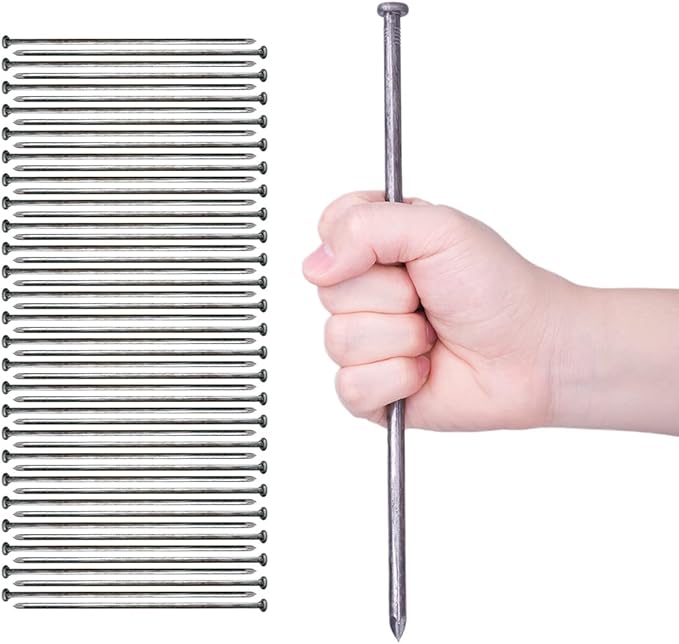 HOT SEAL Landscape Spikes 10 Inch 50 Counts Metal Landscape Edging Anchoring Spikes, Heavy Duty Nails for Artificial Turf Spike, Paver Edging, Timber Carpentry, Weed Barrier, Tent Pegs, More