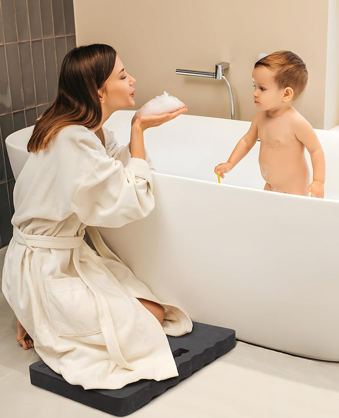 1.5" Extra Thick Garden Kneeling Pad with Handle – EVA Foam Knee Cushion Mat for Gardening, Mechanic Work, Bathing Baby, Exercise (18" x 11" x 1.5", Black)