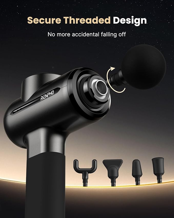 RENPHO Massage Gun Deep Tissue with 8-12mm Adjustable Amplitude Heavy-Duty, Percussion Professional Muscle Massager Gun with Portable Case for Athtetes & Home Use, Active EVO