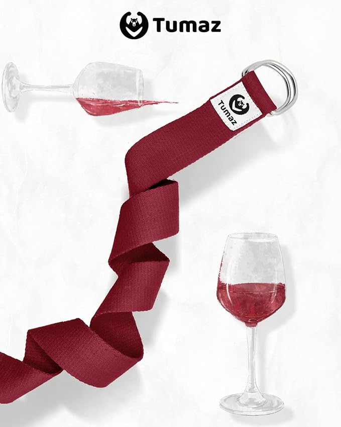 Tumaz Yoga Strap/Stretch Bands [15+ Colors, 6/8/10 Feet Options] with Extra Safe Adjustable D-Ring Buckle, Durable and Comfy Delicate Texture - Best for Daily Stretching, Physical Therapy, Fitness