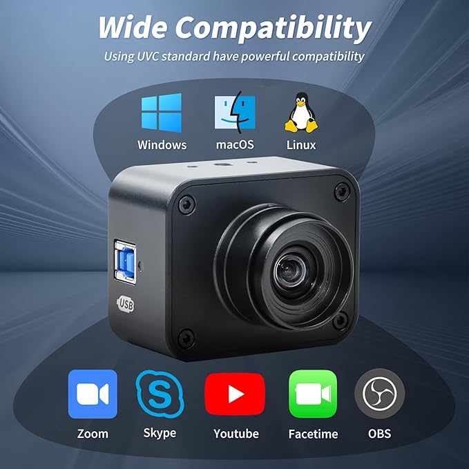 MOKOSE USB Camera 4K, USB3.0 Manual Focus Webcam with 4.2mm Wide Angle Lens, IMX678 1/1.8" 8MP Sensor Support YUY2, Web Camera for Desktop Computer Laptop