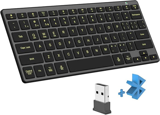 BFRIENDit Wireless Bluetooth Compact Keyboard Ultra - Quiet Chocolate Keys 2.4GHz Connection Slim Wireless Computer Keyboard for Mac, Windows 11/10/8/7/Vista, Microsoft & PC, Smart TV - Black