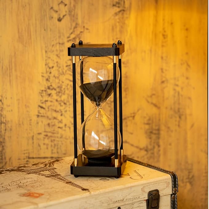 Large Sand Timer, Hourglass Timer 60 Minutes,Vintage Wooden Hour Glass Timer,Modern Home Kitchen Office Decoration (Blue)